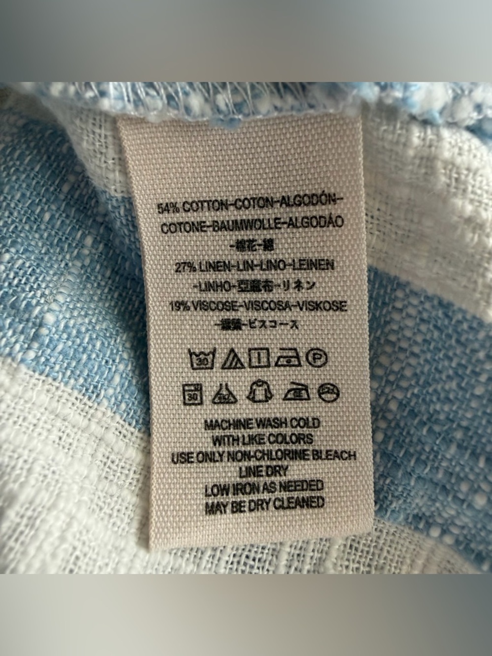 We The Free Away At Sea Crop Boxy Linen Blend Medium Top Nautical Relaxed G - Picture 11 of 11